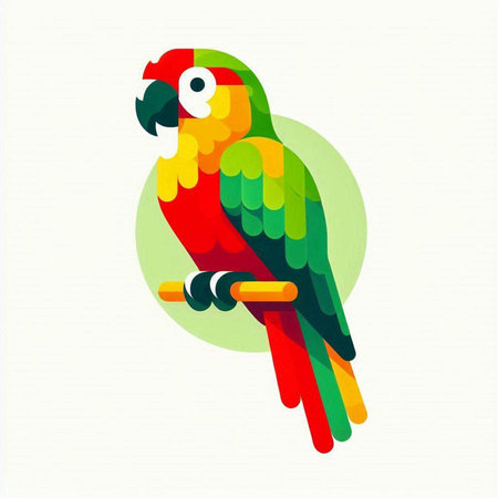 Colorful parrot icon on white background. Flat vector illustration.のイラスト素材