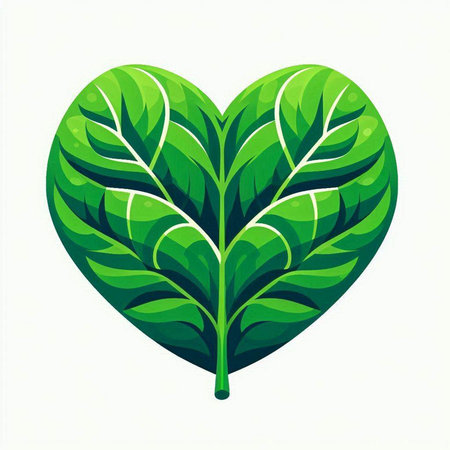 Heart of green leaf isolated on a white background. Vector illustration.のイラスト素材