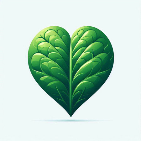 Heart shaped leaf. Vector illustration of a heart shaped green leaf.のイラスト素材