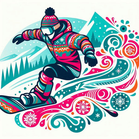Snowboarder in winter sport. Vector illustration. Eps 10.のイラスト素材