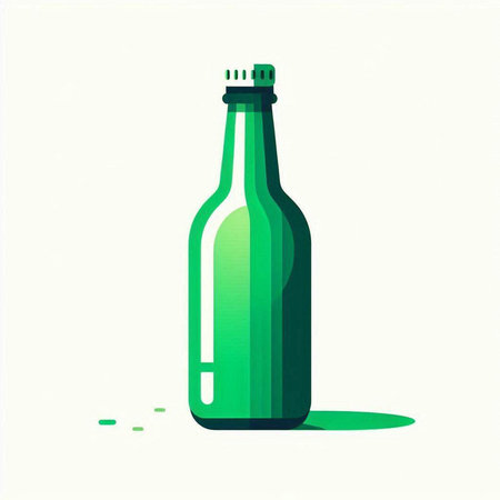 Green beer bottle on a white background. Vector illustration. Eps 10.のイラスト素材