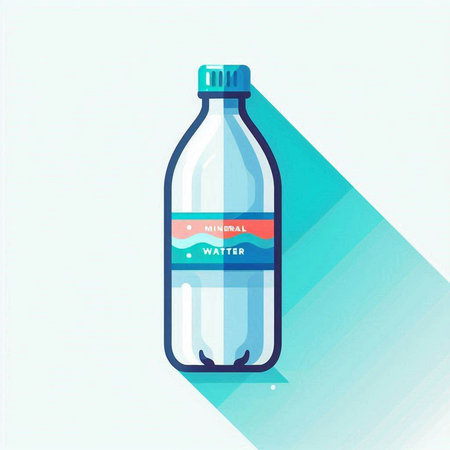 Plastic bottle of water. Vector illustration in flat design style.のイラスト素材