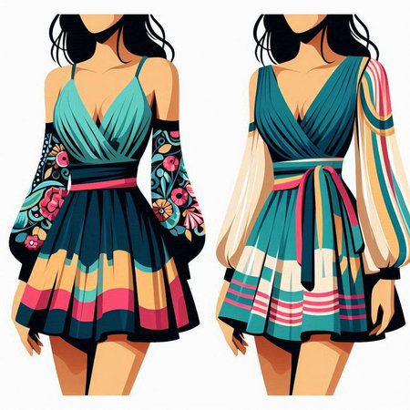 Fashionable women's clothing. Vector illustration in retro style.のイラスト素材