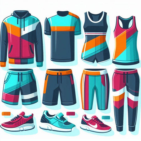 Set of sportswear. Vector illustration in a flat style.のイラスト素材