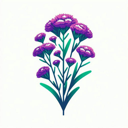 purple flowers icon over white background, colorful design, vector illustrationのイラスト素材