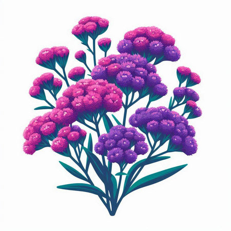 Bouquet of purple flowers isolated on white background. Vector illustration.のイラスト素材