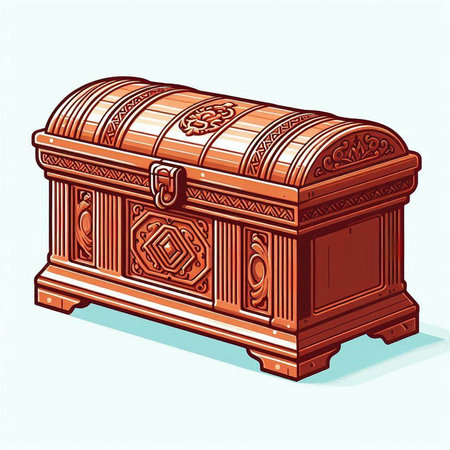 Treasure chest isolated on white background. Vector illustration in vintage style.のイラスト素材