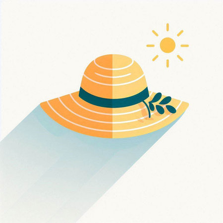 Summer hat icon, vector illustration. Flat design style with long shadowのイラスト素材