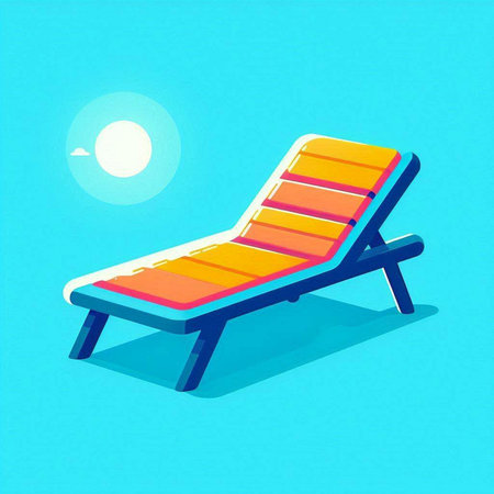 Sunbed on the beach. Vector illustration in a flat style.のイラスト素材
