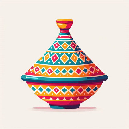 Indian vase. Vector illustration in flat style. Isolated on white background.のイラスト素材