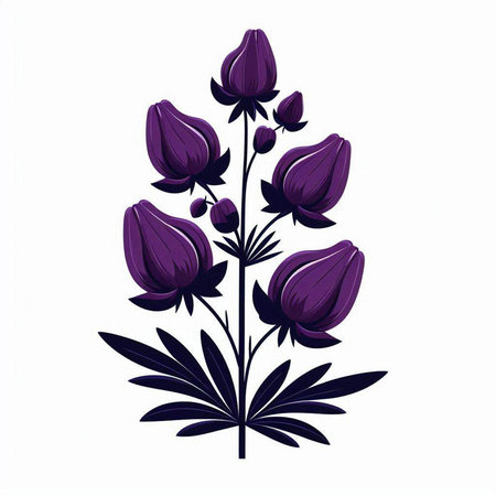 Purple lupine flower isolated on white background. Vector illustration.のイラスト素材
