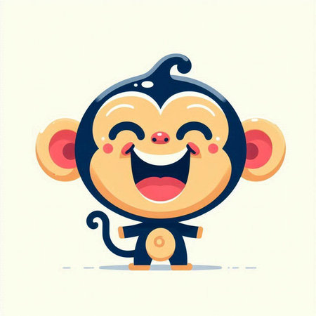 Cute monkey cartoon character. Vector illustration in a flat style.のイラスト素材