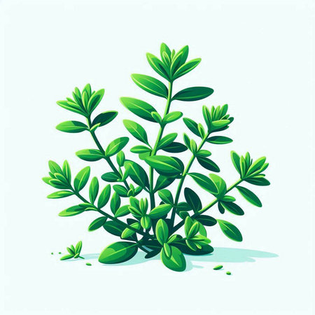 Illustration of a bunch of green leaves on a white background.のイラスト素材