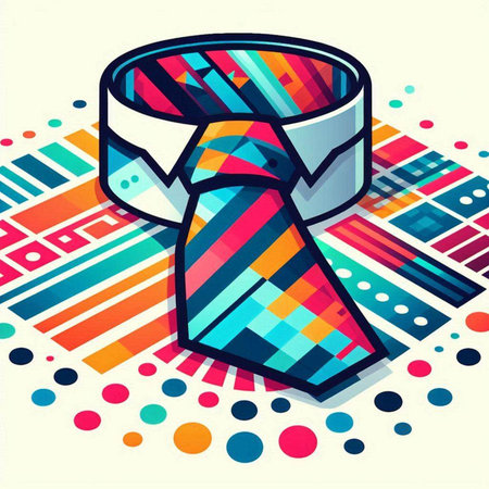 Vector illustration of tie on colorful background. Eps 10 vector file.のイラスト素材