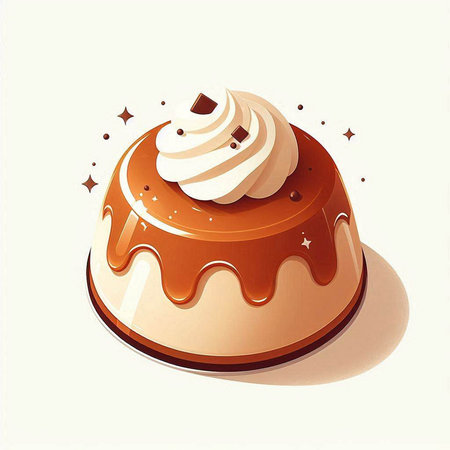 Illustration of a cupcake with cream and chocolate on a white backgroundのイラスト素材