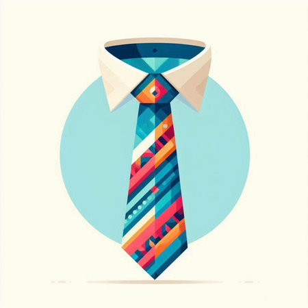 Colorful necktie on white background. Vector illustration. Flat style.のイラスト素材
