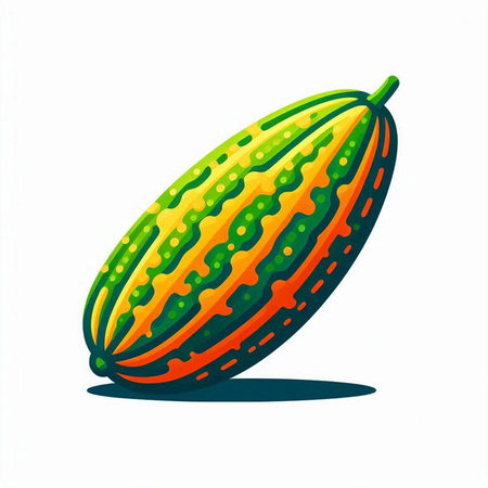 Cantaloupe melon isolated on white background. Vector illustration.のイラスト素材