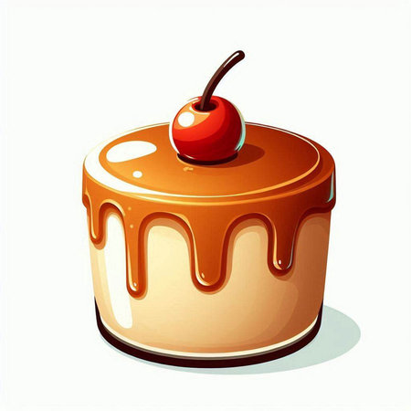 Cake with cherry isolated on a white background. Vector illustration.のイラスト素材