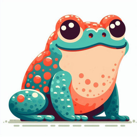 Cute cartoon frog isolated on a white background. Vector illustration.のイラスト素材