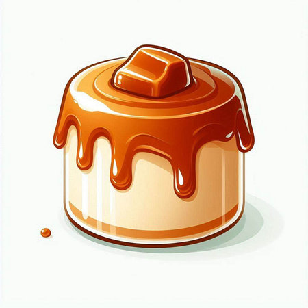 Illustration of a chocolate cake with caramel on a white background.のイラスト素材