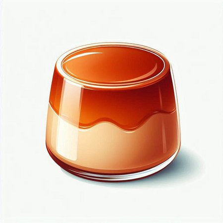 Illustration of a glass cup with caramel on a white background.のイラスト素材