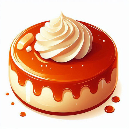 Illustration of a cake with whipped cream on a white background.のイラスト素材