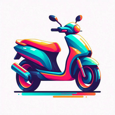 Colorful scooter vector illustration. Isolated on white background.のイラスト素材