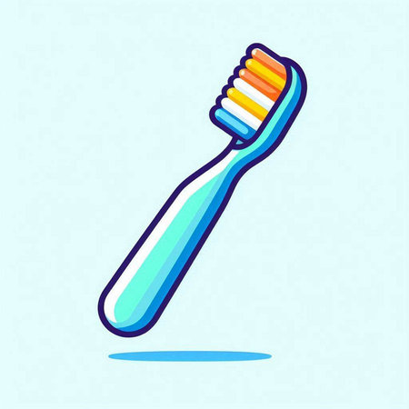 Toothbrush icon. Vector illustration of a toothbrush with toothpaste.のイラスト素材