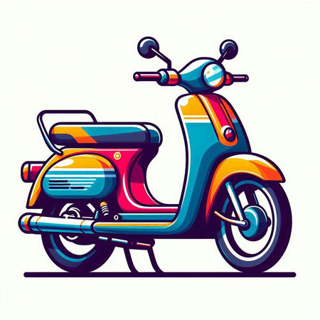 Vintage scooter isolated on a white background. Vector illustration.のイラスト素材