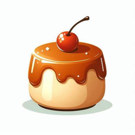 Cake with cherries on a white background. Vector illustration.のイラスト素材
