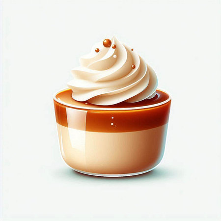 Illustration of a cup of coffee with whipped cream on a white backgroundのイラスト素材