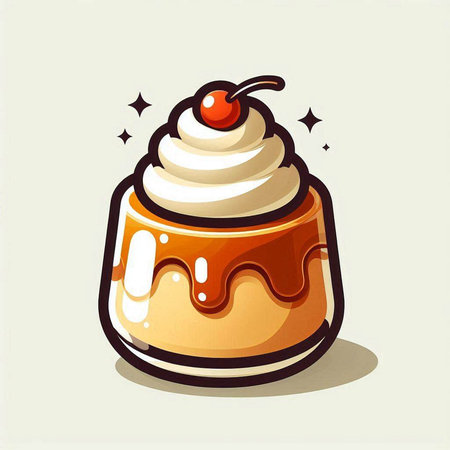 Illustration of a chocolate cake with a cherry on top - vectorのイラスト素材
