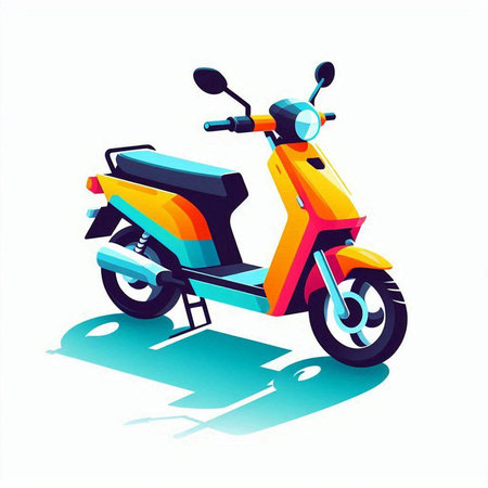 Colorful scooter isolated on a white background. Vector illustration.のイラスト素材