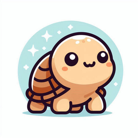 Cute little turtle on white background. Vector cartoon character illustration.のイラスト素材