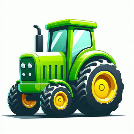 Green tractor isolated on a white background. Vector illustration. Eps 10.のイラスト素材