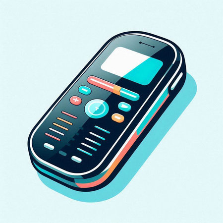 TV remote control on blue background. 3d isometric vector illustration.のイラスト素材