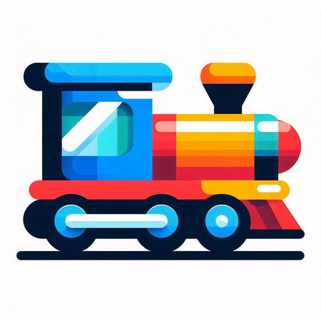 Colorful toy train isolated on a white background. Vector illustration.のイラスト素材