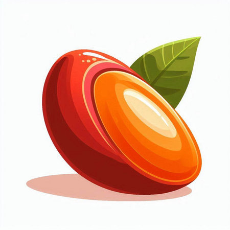 Ripe mangosteen fruit with green leaves. Vector illustration.のイラスト素材