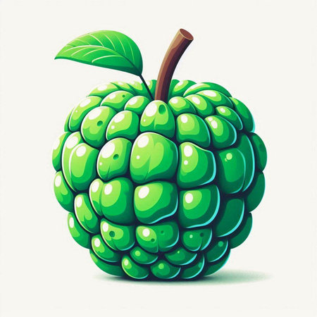Custard apple isolated on white background. Hand drawn vector illustration.のイラスト素材