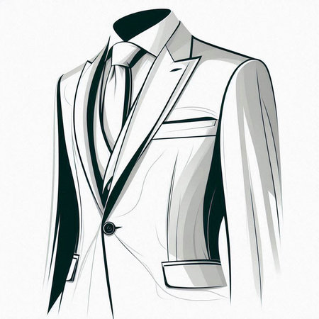 Hand drawn vector illustration of a man's suit on white background.のイラスト素材