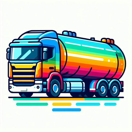 Colorful oil tanker truck isolated on white background. Vector illustration.のイラスト素材
