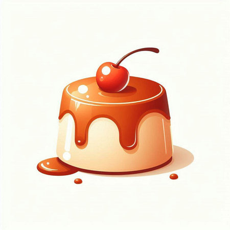 Piece of cake with cherry on white background. Vector illustration.のイラスト素材