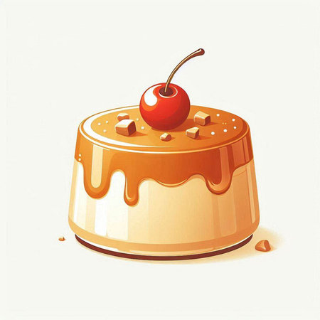 Illustration of a chocolate cake with cherries on a white backgroundのイラスト素材