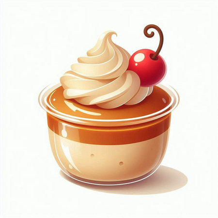 Illustration of a cup of ice cream with a cherry on topのイラスト素材