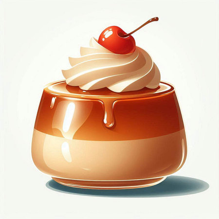 Cupcake with cream and cherry on a white background. Vector illustration.のイラスト素材