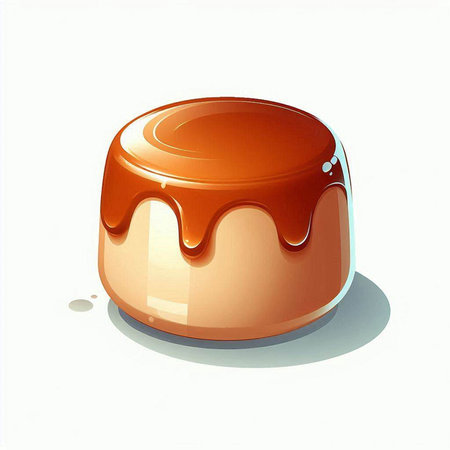 Illustration of a caramel candy on a white background with shadow.のイラスト素材