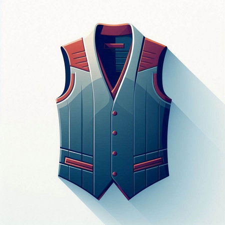 Vintage vest with long shadow, 3d rendering. Computer digital drawing.のイラスト素材
