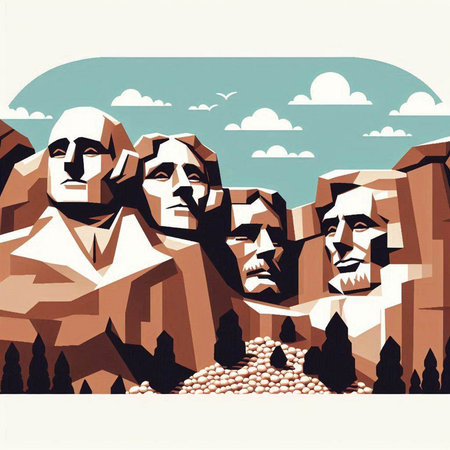 Egyptian pharaohs on the background of the mountains. Vector illustrationのイラスト素材