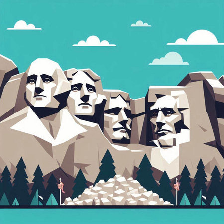 Landscape with mountains and man. Vector illustration. Eps 10.のイラスト素材