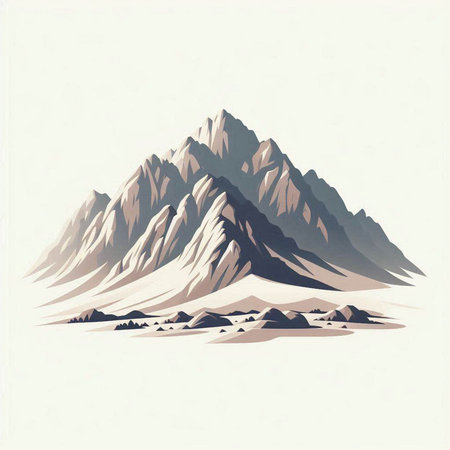 Mountain landscape. Vector illustration of a mountain range with snow.のイラスト素材